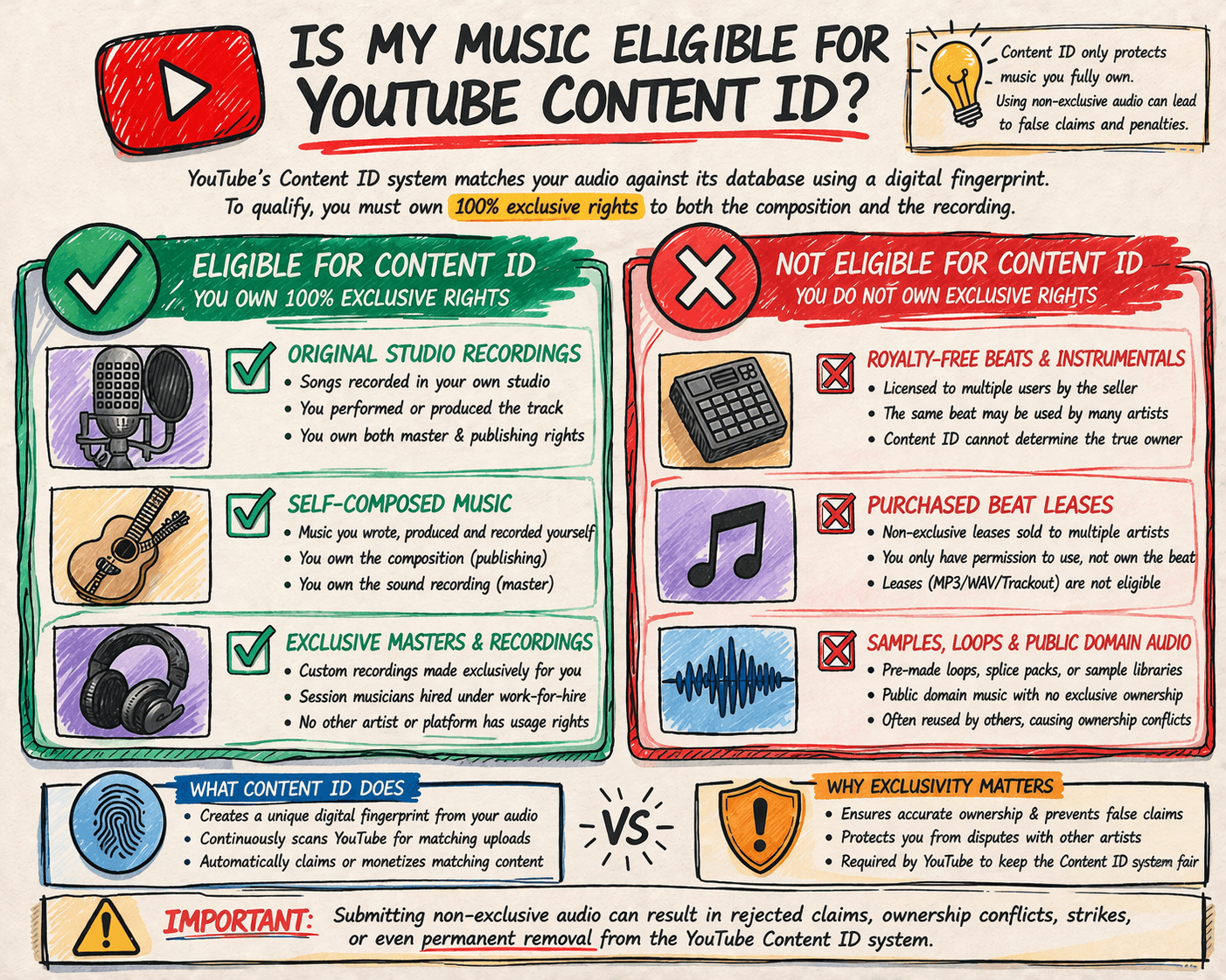 YouTube Content ID music eligibility requirements checklist